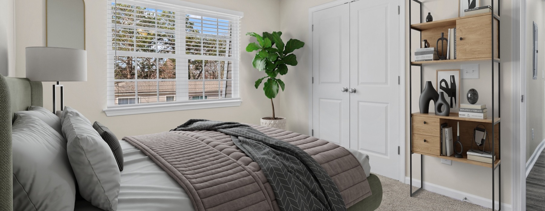 bedroom with natural lighting and warm lighting